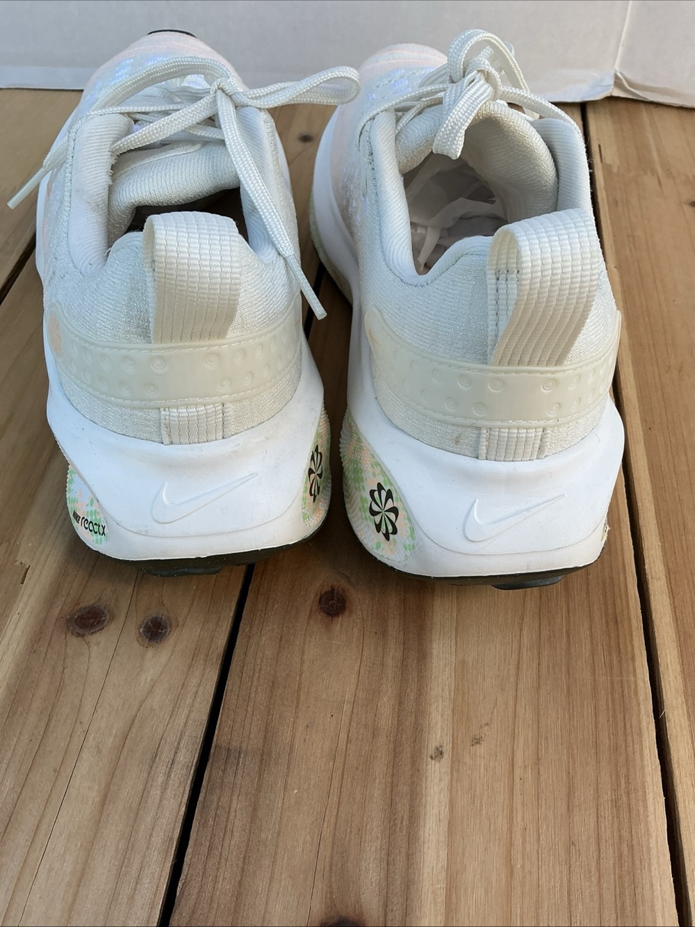 Nike Women's White & Peach Knit Running Sneakers - Picture 6 of 9